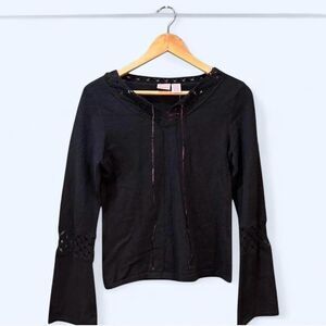 Xhilaration New Medium Y2K 2000s Long Sleeve Black Top